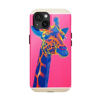 Pop Art Giraffe Portrait on Pink Background