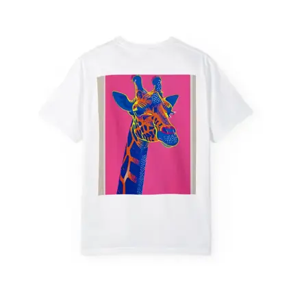 Pop Art Giraffe Portrait on Pink Background