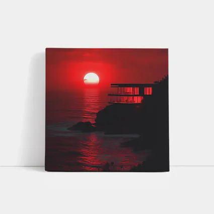 Modern Cliffside Villa Red Ocean Sunset