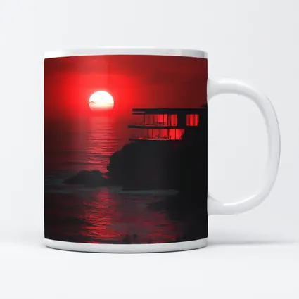 Modern Cliffside Villa Red Ocean Sunset