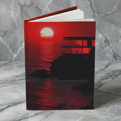 Modern Cliffside Villa Red Ocean Sunset