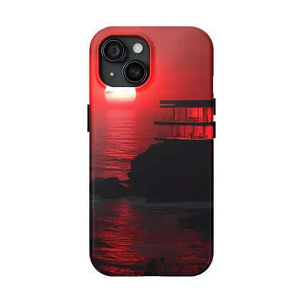 Modern Cliffside Villa Red Ocean Sunset