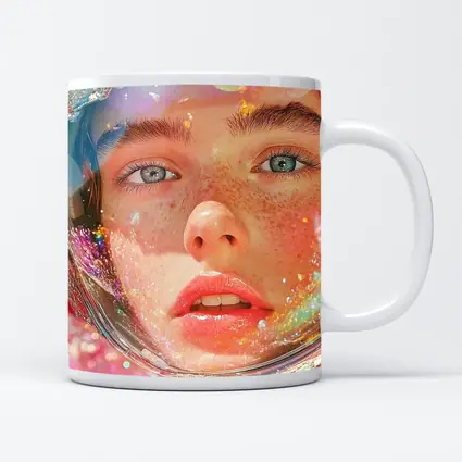 Freckled Girl Astronaut Helmet Rainbow Glitter