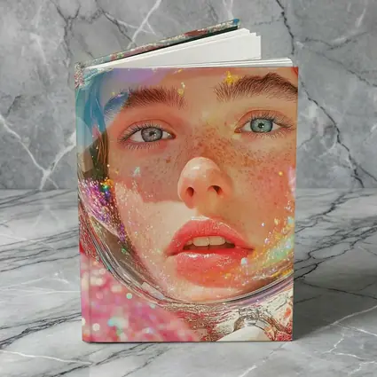 Freckled Girl Astronaut Helmet Rainbow Glitter