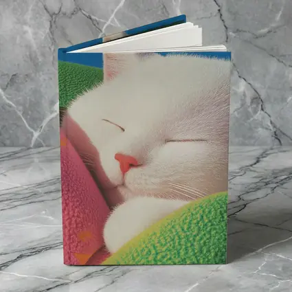 Sleeping White Cat Colorful Blankets Blue Sky