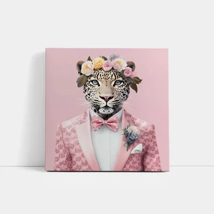 Leopard Flower Crown Pink Suit Portrait