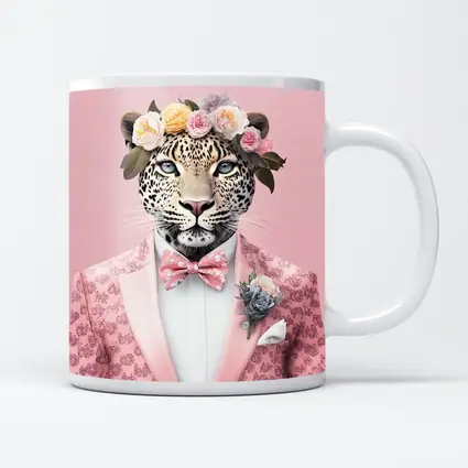 Leopard Flower Crown Pink Suit Portrait
