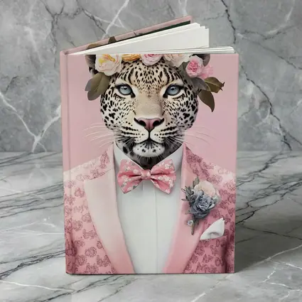 Leopard Flower Crown Pink Suit Portrait