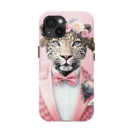 Leopard Flower Crown Pink Suit Portrait
