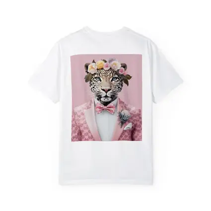 Leopard Flower Crown Pink Suit Portrait