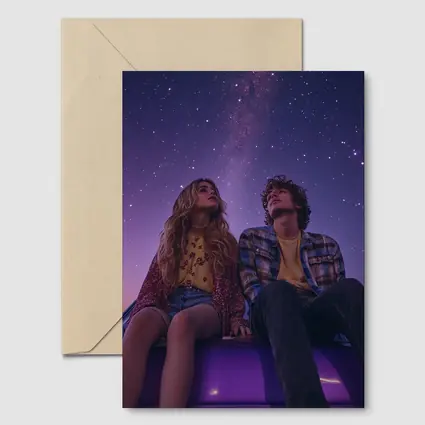 Couple Sitting on Car Under Starry Night