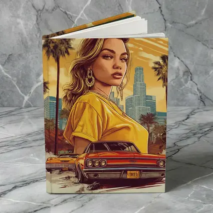Lowrider Girl Los Angeles Palm Trees Illustration