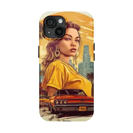Lowrider Girl Los Angeles Palm Trees Illustration