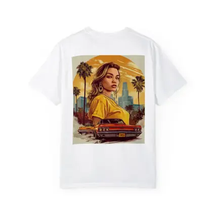 Lowrider Girl Los Angeles Palm Trees Illustration