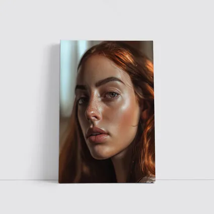 Red Hair Woman Portrait Warm Indoor Light