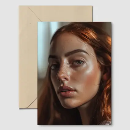 Red Hair Woman Portrait Warm Indoor Light