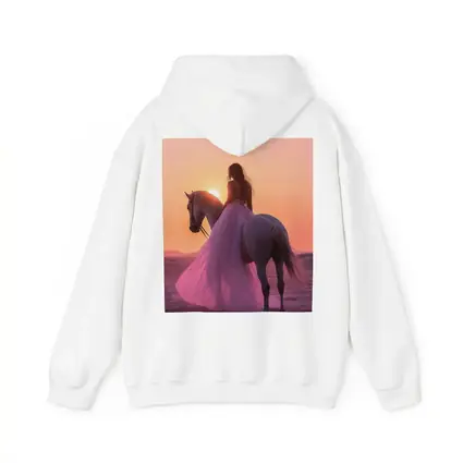 Woman on White Horse Desert Sunset