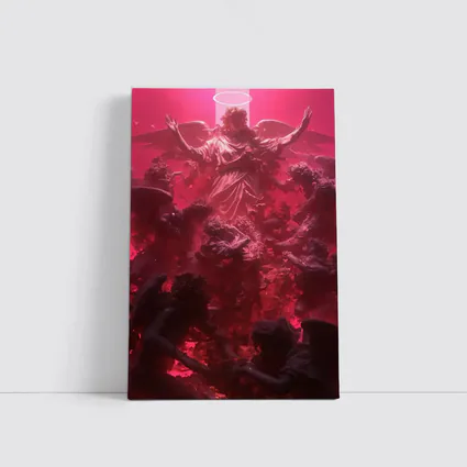 Angel Ascending Red Baroque Celestial Scene