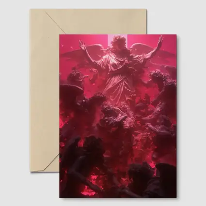 Angel Ascending Red Baroque Celestial Scene