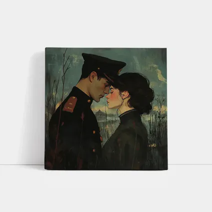 Soldier and Woman Romantic Moody Painting