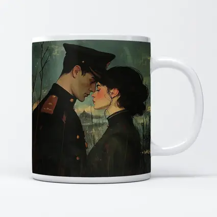 Soldier and Woman Romantic Moody Painting