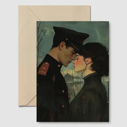 Soldier and Woman Romantic Moody Painting