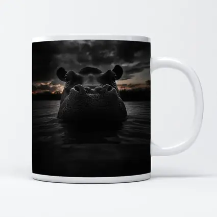 Hippo Rising From Dark Stormy Water