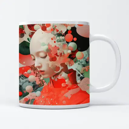 Surreal Woman Portrait Floating Coral Spheres