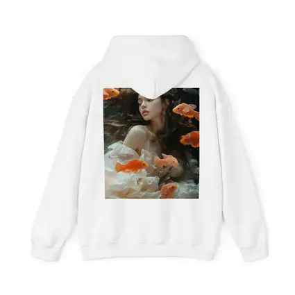 Woman Underwater Surrounded By Orange Goldfish
