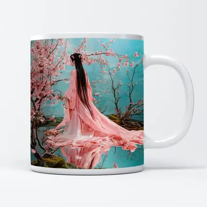 Woman in Pink Hanfu Cherry Blossom Garden