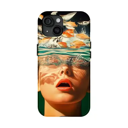 Woman Submerged in Water with Fish