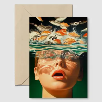Woman Submerged in Water with Fish