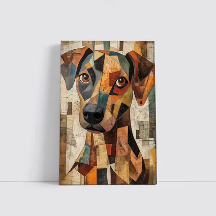 Geometric Cubist Dog Portrait Abstract Art