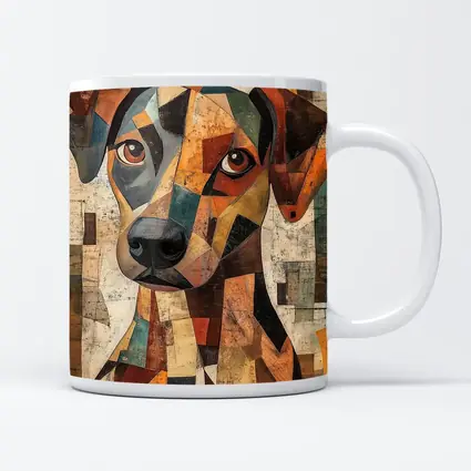 Geometric Cubist Dog Portrait Abstract Art