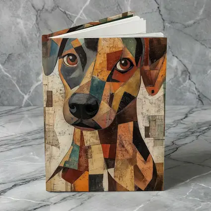 Geometric Cubist Dog Portrait Abstract Art