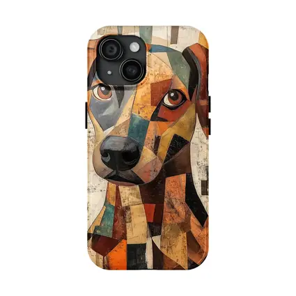Geometric Cubist Dog Portrait Abstract Art