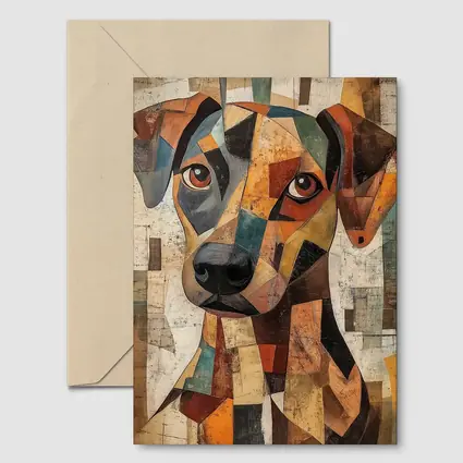 Geometric Cubist Dog Portrait Abstract Art