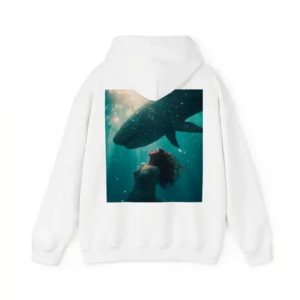 Woman and Shark Underwater Surreal Ocean Scene