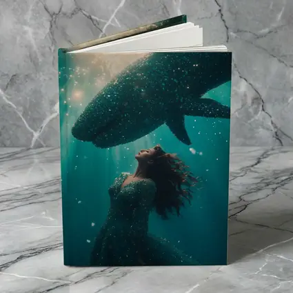 Woman and Shark Underwater Surreal Ocean Scene