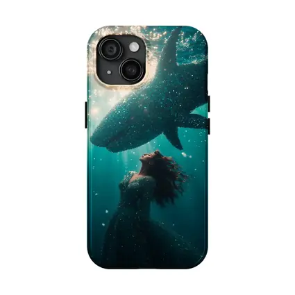 Woman and Shark Underwater Surreal Ocean Scene