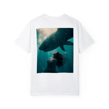 Woman and Shark Underwater Surreal Ocean Scene