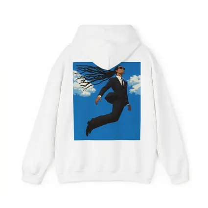 Man Flying in Black Suit Blue Sky