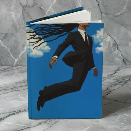 Man Flying in Black Suit Blue Sky