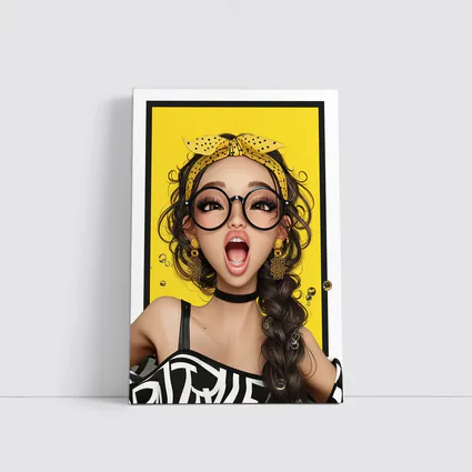 Pop Art Girl Yellow Background Bold Style