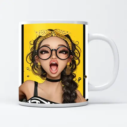 Pop Art Girl Yellow Background Bold Style