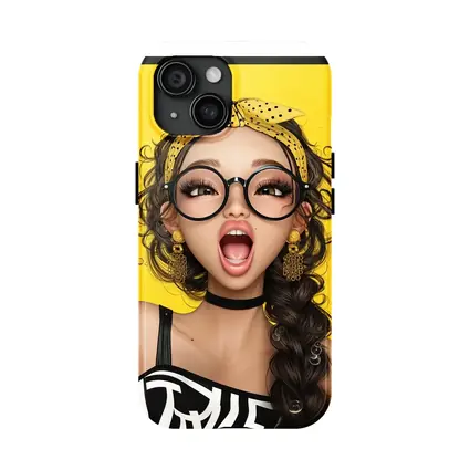 Pop Art Girl Yellow Background Bold Style