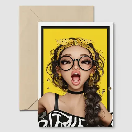 Pop Art Girl Yellow Background Bold Style
