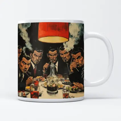Yakuza Men Dining Sushi Bar Manga Art