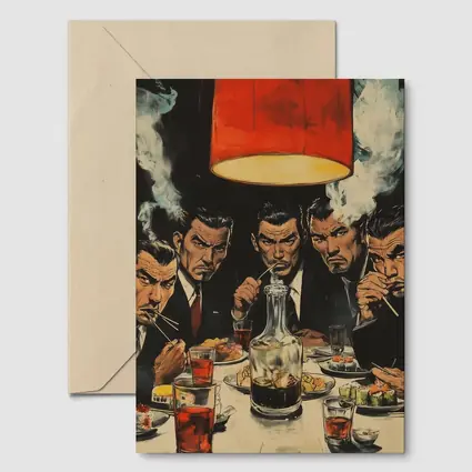 Yakuza Men Dining Sushi Bar Manga Art