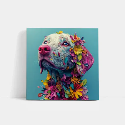 Colorful Labrador Dog With Floral Art